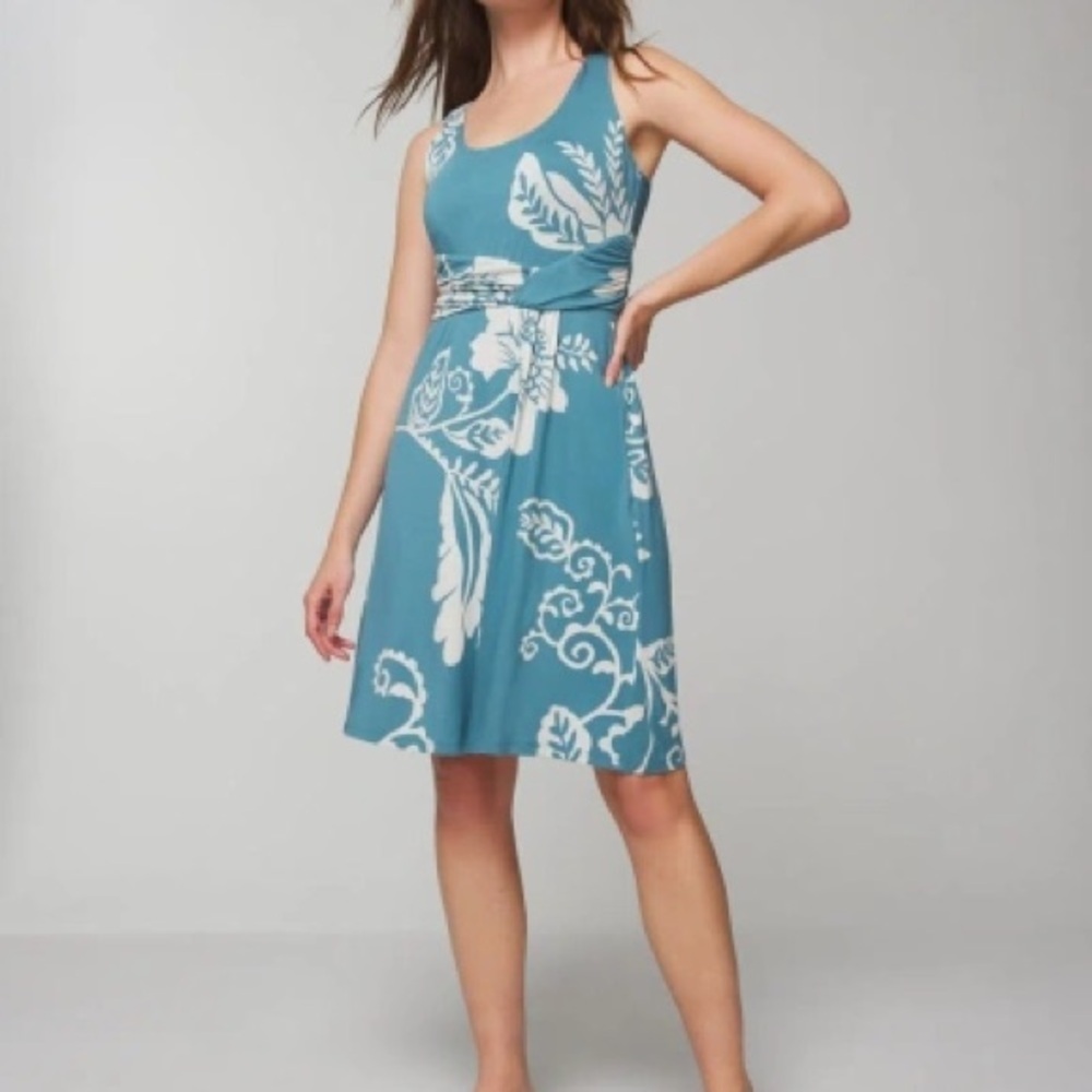 Soma Teal and White Floral Midi Dress
